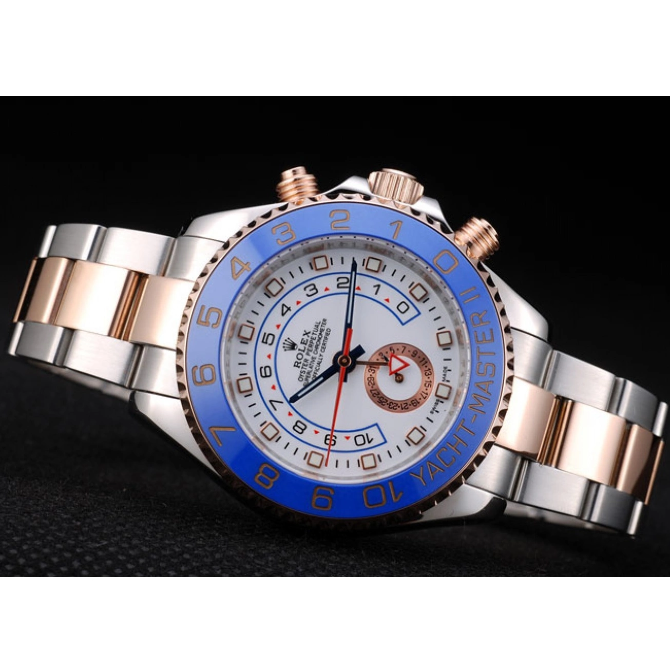 Rolex copies cheap Yachtmaster Dial Bezel Blue Rolex Watch White Ceramic 0511